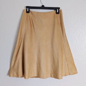 Vintage Banana Republic Poetcore Chic Tan Faux Suede Midi Skirt